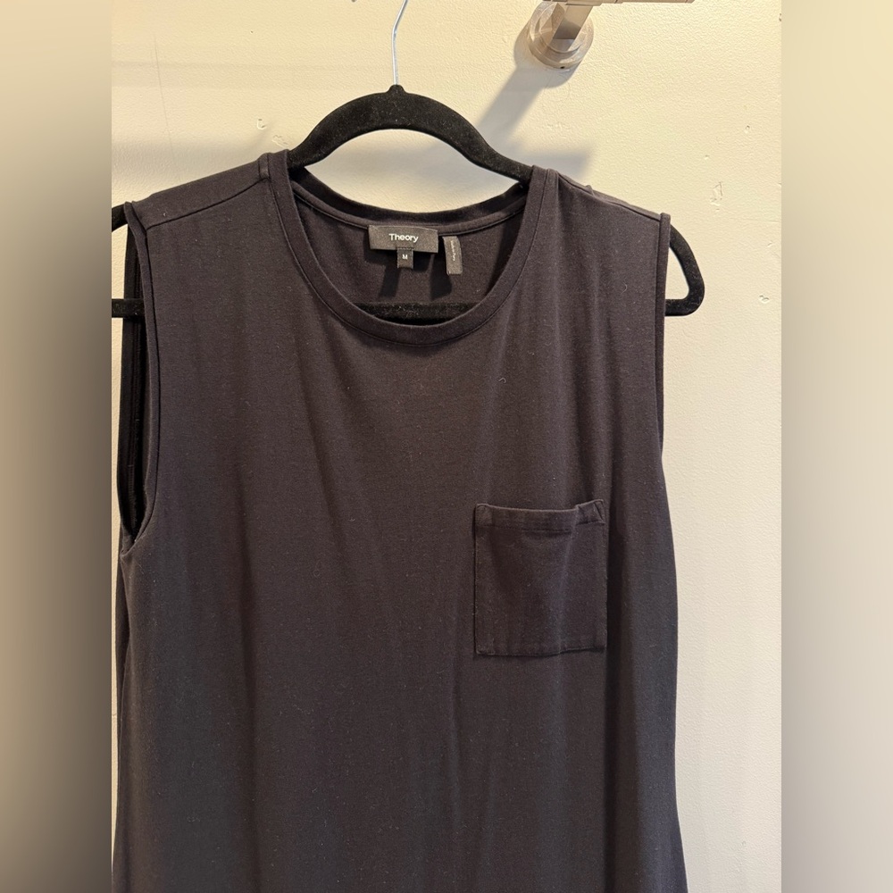 Theory Black Sleeveless Midi Dress size Medium - Picture 3 of 7